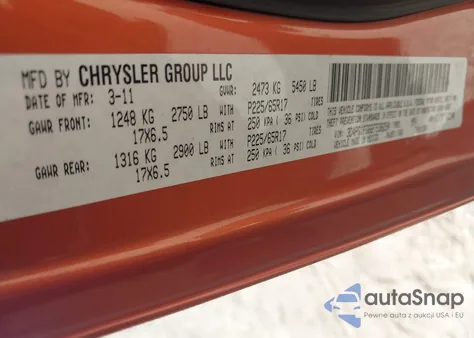 2011 Dodge Journey Mainstreet из США, поврежденный, VIN 3D4PG1FG6BT538294